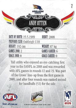 2009 Select AFL Pinnacle #7 Andy Otten Back